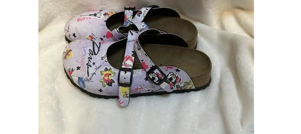 Usado en Excelente Condición Para Mujer Birkenstock "Birki's" - Estilo Parisienne, Lavanda Estampado Retro 36 Foto 3 de 4