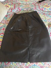 Ladies Gino di Giorgio By Comint Black Leather Skirt Vintage 80s Size 9/10