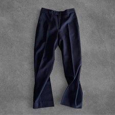 VTG 1970s Yves Saint Laurent Navy Flared Trousers Whipcord Wool 28x31
