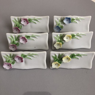 MCM Shafford ? Floral Ceramic Menu Board 6 Place Cards Flowers Table Decor