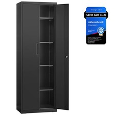 Aktenschrank SONGMICS 5 Ebenen 40x60x180 cm Doppelt&uuml;ren Schloss Mattschwarz