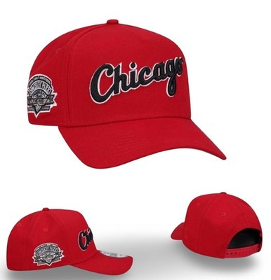 Chicago White Sox Snapback Hat Adjustable Red Embroidered Script Baseball Cap