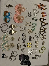 Earring and Ring Lot 1LB 3.6OZ  69 Items New And Used