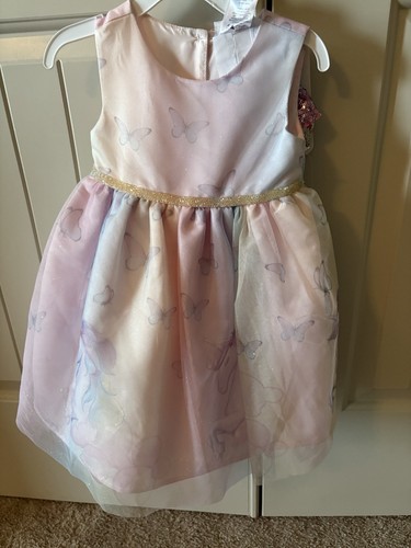 Blueberi Boulevard Toddler Girl Pink Sleeveless 2t Butterflies W/bow Dress - Picture 1 of 7