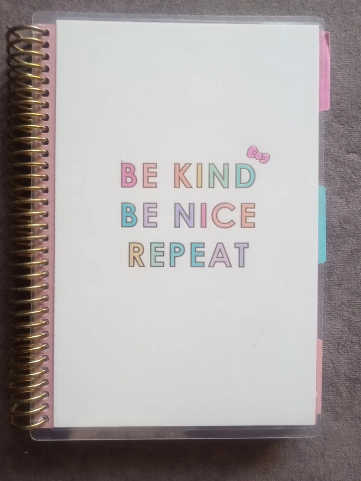 Hello Kitty BE KIND BE NICE REPEAT Spiral 4 Tab Notebook Journal - NEW - Image 2 of 4
