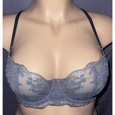 34DDD GRAY SILVER LACE VICTORIA'S SECRET DREAM ANGELS UNLINED BALCONETTE BRA