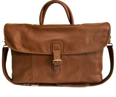 COACH Vintage British Tan Leather LG Flap Duffle Carry On Travel Luggage Gym Bag