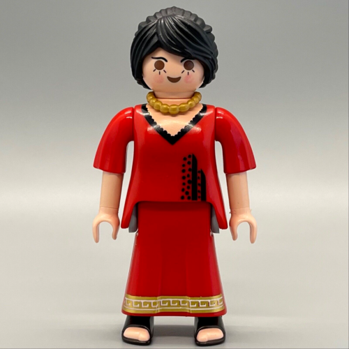 Playmobil Female Red Dress Black New Hair Sandals Necklace Castle Mansion Adult - Picture 1 of 3