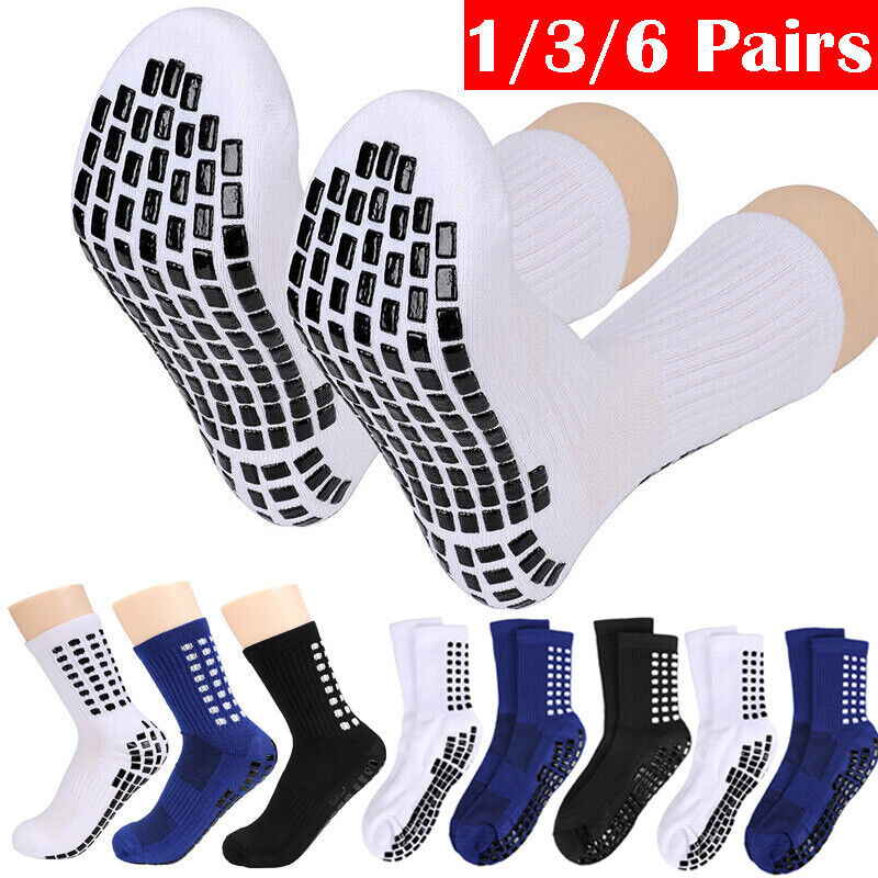 6 Pairs Sport Socks Anti Slip W/Grip Soccer Boy Football Basketball Sock Premium