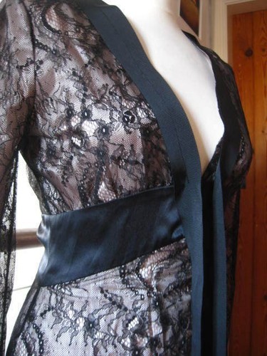 DOWNTON FLAPPER DRESS 8 tunic 20s Gatsby plunge antique lace sexy MALENE BIRGER - Imagen 7 de 12