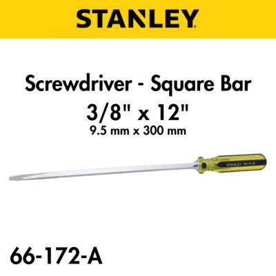 STANLEY 100 PLUS  66-172-A Screwdriver Square Blade/Standard Tip 3/8 in x 12 in