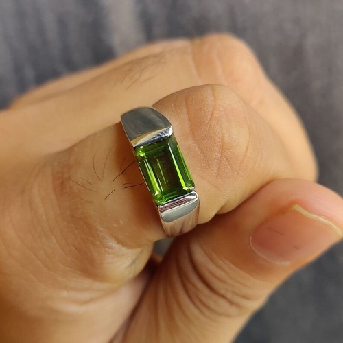 silver ring Peridot Ring, 925 Solid Sterling Silver Ringfor ,Gold lab created - Picture 2 of 4