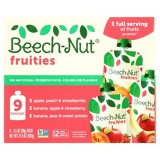 Beech-Nut Fruities Stage 2 Baby Food Variety Pack, 3.5 oz Pouch 9 Pack 