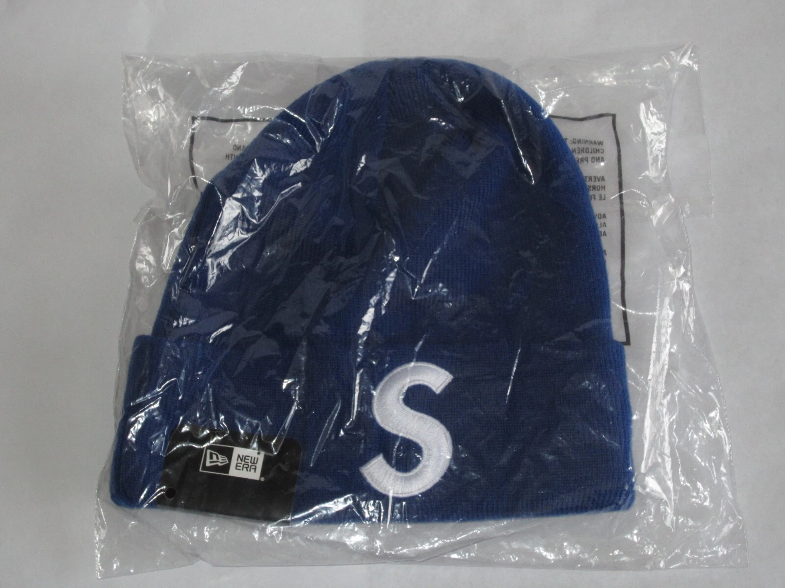 SUPREME x New Era S logo Beanie Royal bleu/blanc chapeau d'hiver NEUF ! F/W 2017
