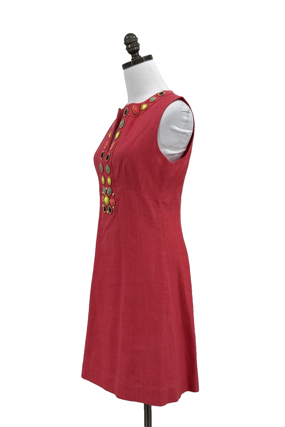 Abito Kate Spade Edith rosa impreziosito misto lino taglia 4