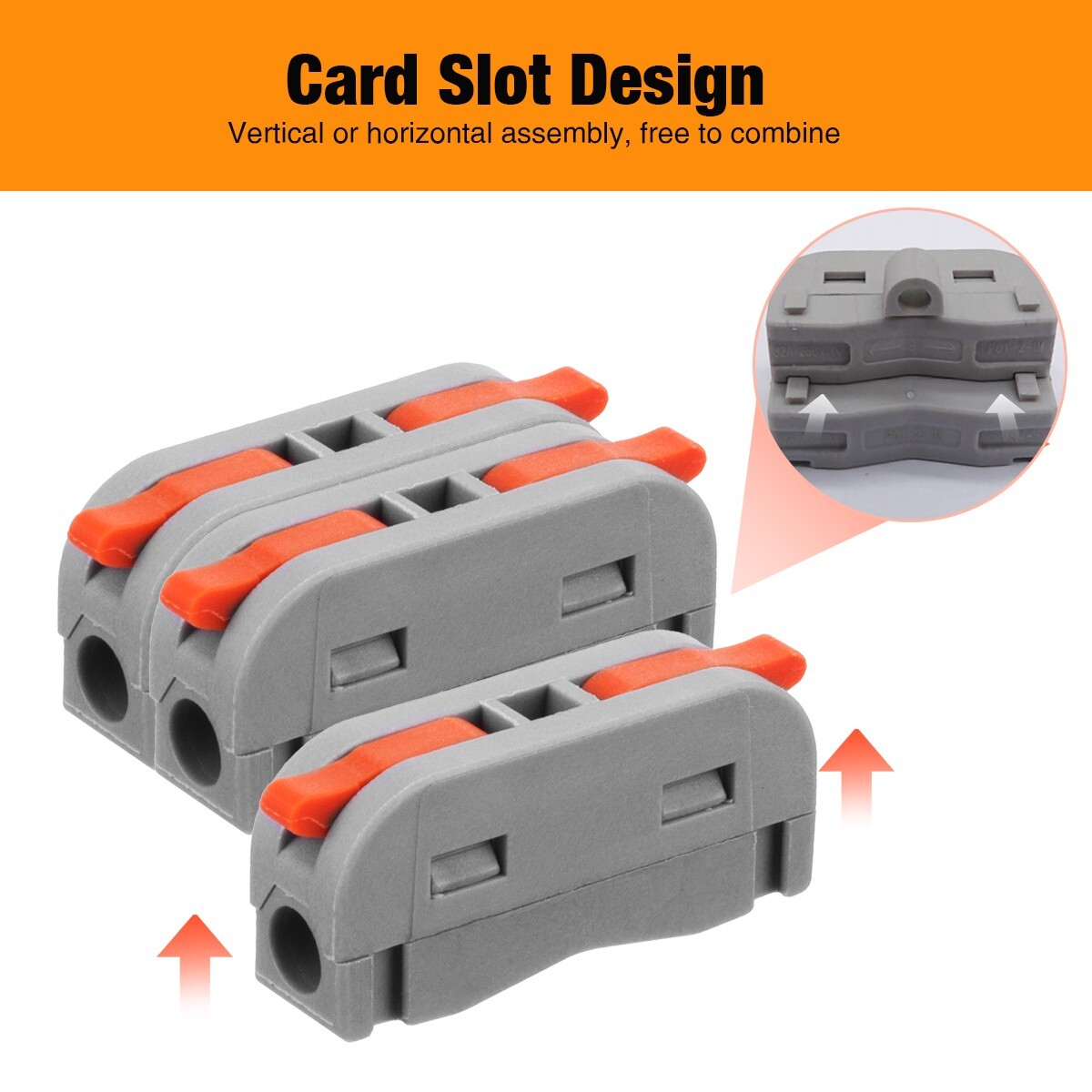 50Pcs Spring Lever Nut Terminal Block Electric 2812AWG DIY Wire Cable