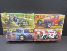 Lindberg Kits Red Rebel, Kustom Koffin, White Lightnin and Sportsman Class