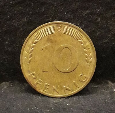 Germany (West) 1950-G 10 pfennig, Karlsruhe, KM-108