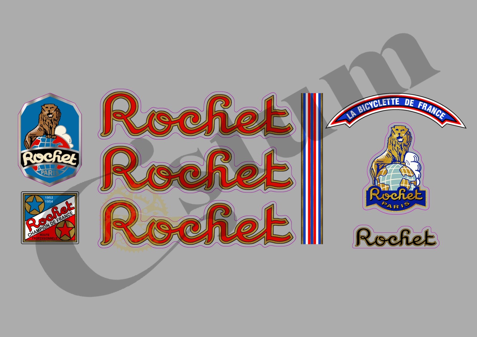 Décals vélo Rochet imperméables : autocollants ROCH102 anti-UV pour cadre