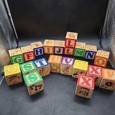 Vintage Lg 1.75" Wooden Alphabet Letter Not A Complete Set Lot Of 20