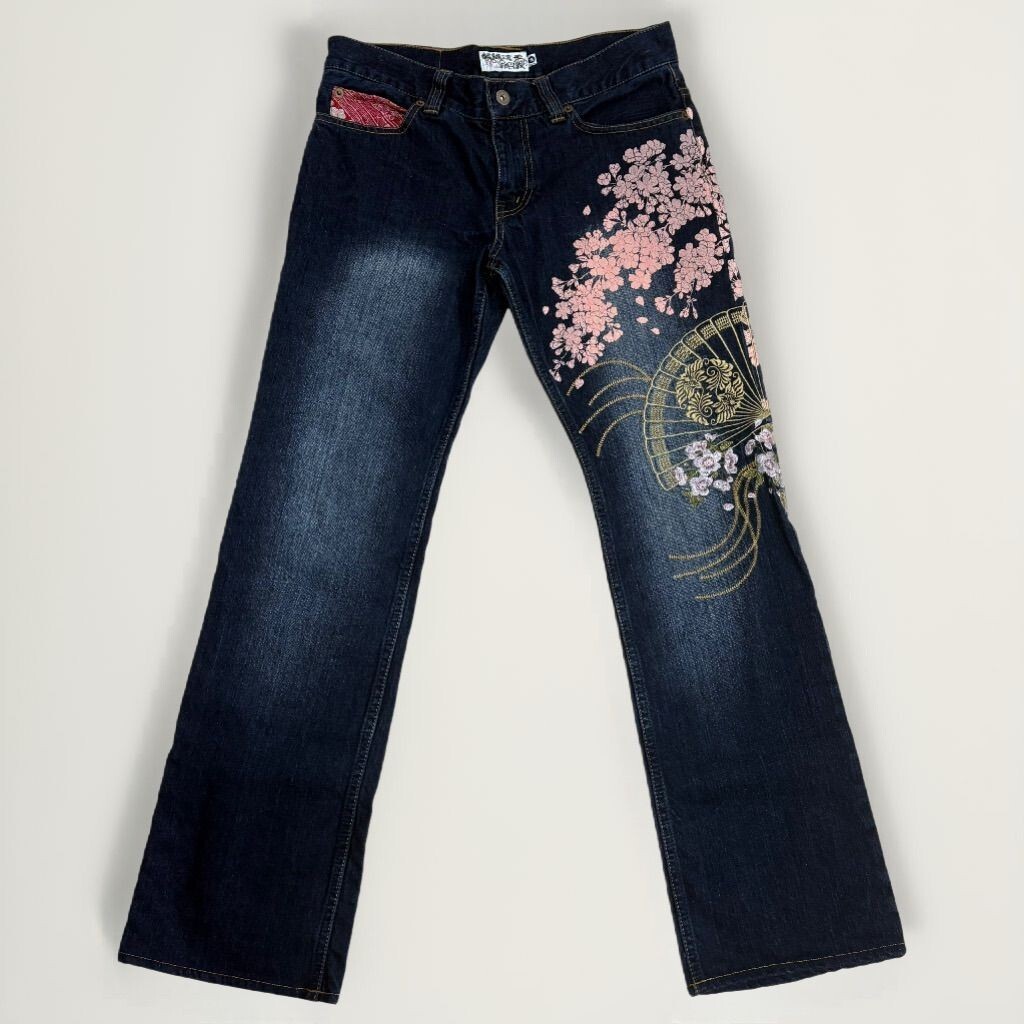 パンツ Karakuri tamashii Karakuri Tamashii Denim Jeans White Dragon Japanese