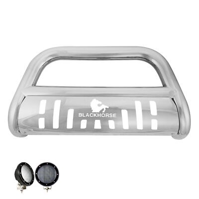 Black Horse Bull Bar Push Bar w/Skid Stainless w/5.3''LED fit 1998-2004 Chevy S10
