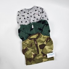 Carter's Fuzzy Sleeper Pajamas Baby Boy 3 Months Lot Of 3 Camo Dinosaurs Deers