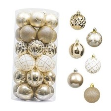 Christmas Ornaments Set, 30ct White and Gold Shatterproof Christmas Tree