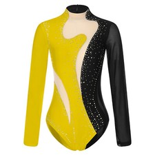 Womens Bodysuit Shiny Ballet Dance Leotard Gymanstics Outfit Performance Unitard