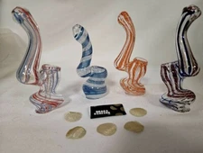 4" Hand Crafted Glass Bubbler (about 55 to 60 Gram) + 5 Pcs. round metal Screens