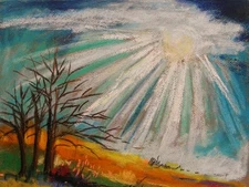 ORIGINAL HEAVEN Landscape  Pastel Painting JMW John Williams Impressionism