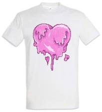 Pixel Melting Heart T-Shirt Pixel Retro Gamer Gaming Couple 8 16 Bit Nerd Geek
