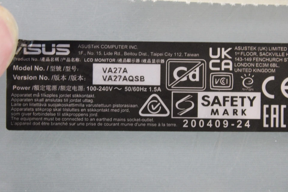 Mainboard-ASUS VA27AQSB LED-Monitor 68.6 cm (27) 2560 x 1440 QHD - Bild 2 von 4