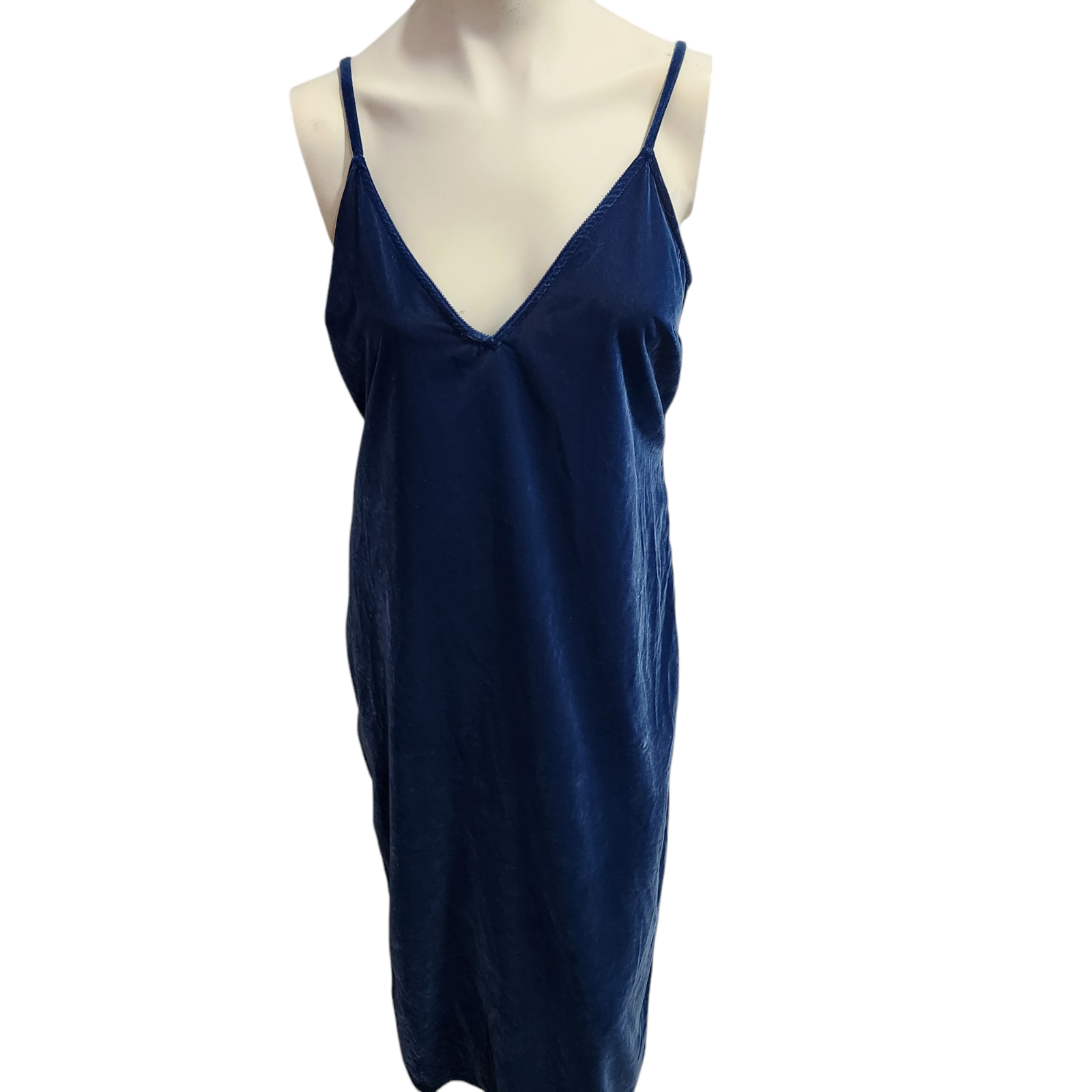 Old Navy Blue Velvet Maxi Dress V Neck Smocked Whimsical Goth Glam Feminine