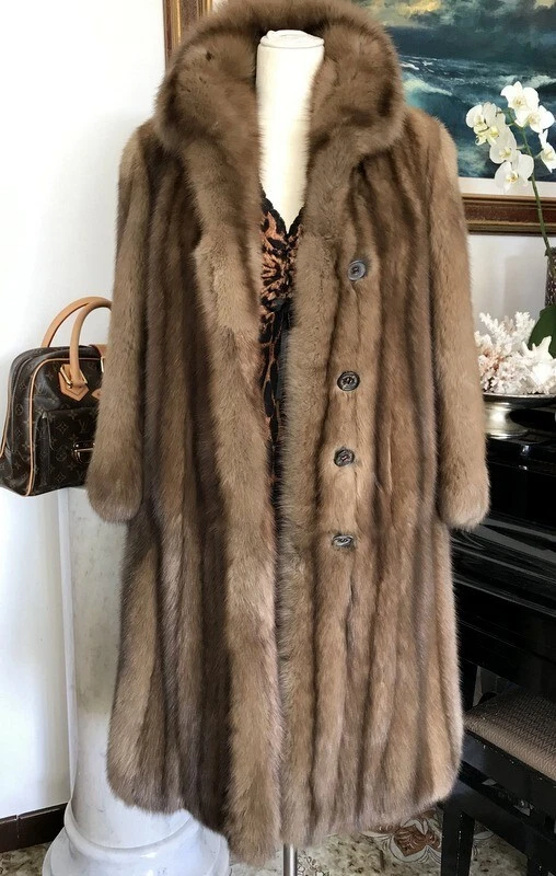 FENDI sable zibellino russo sobol vintage cappotto pelliccia fur coat Tg.S  Italy