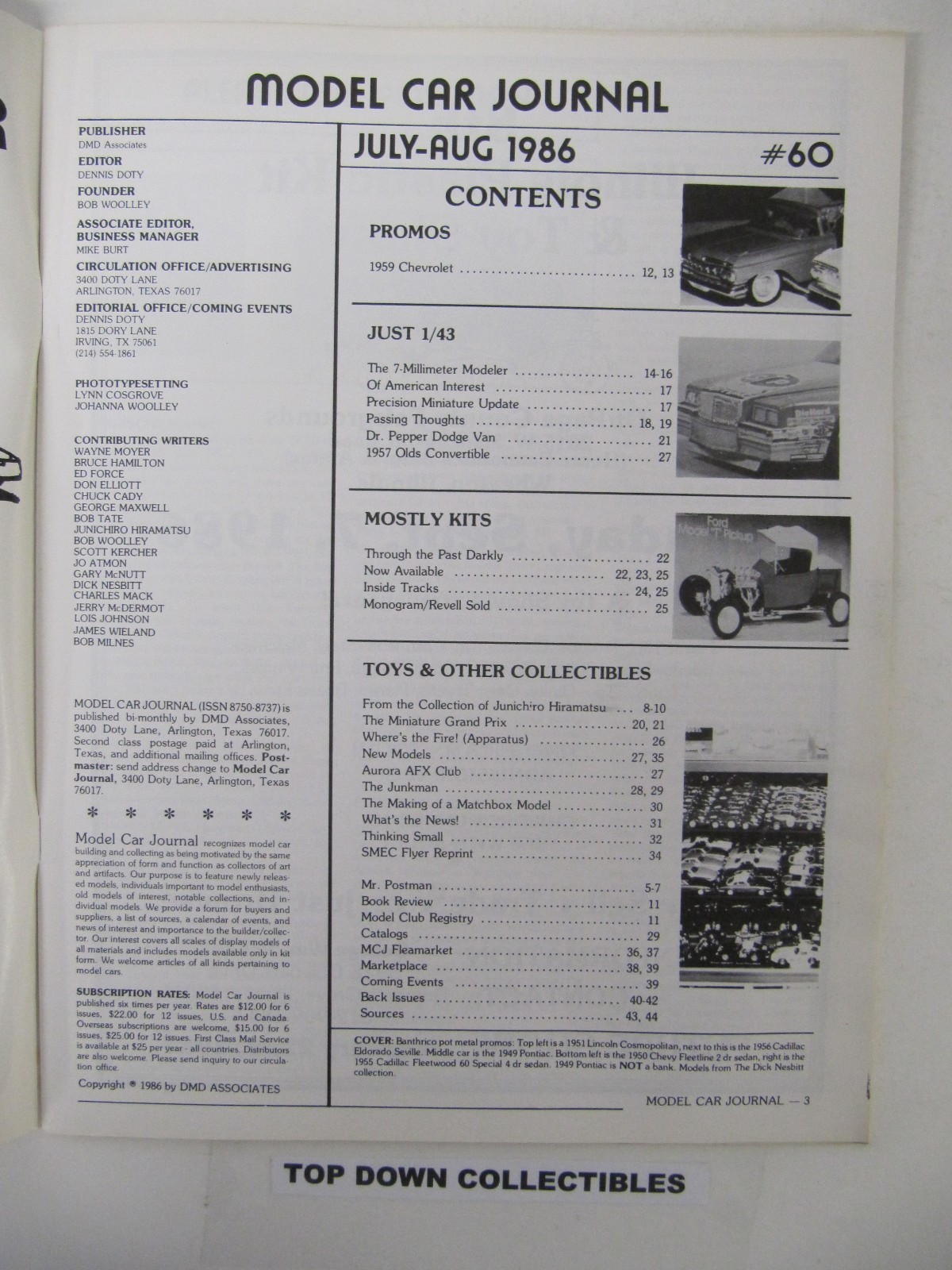 Model Car Journal Magazine August 1986 Promotional 1959 Chevrolets' eBay