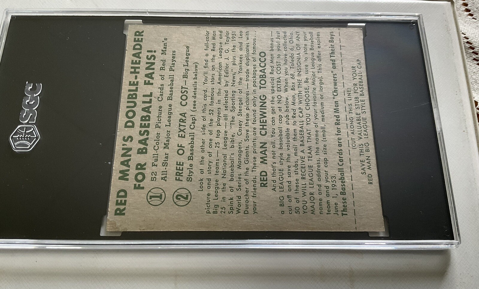 1952 RED MAN TOBACCO = NL #14  DUKE SNIDER   WITH TAB = SGC  5 = EX - Picture 7 of 8