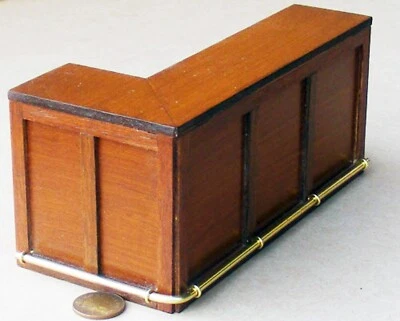 Dolls House Stained Wooden Angled Bar With A Short Right Side 1:12 Scale tumdee