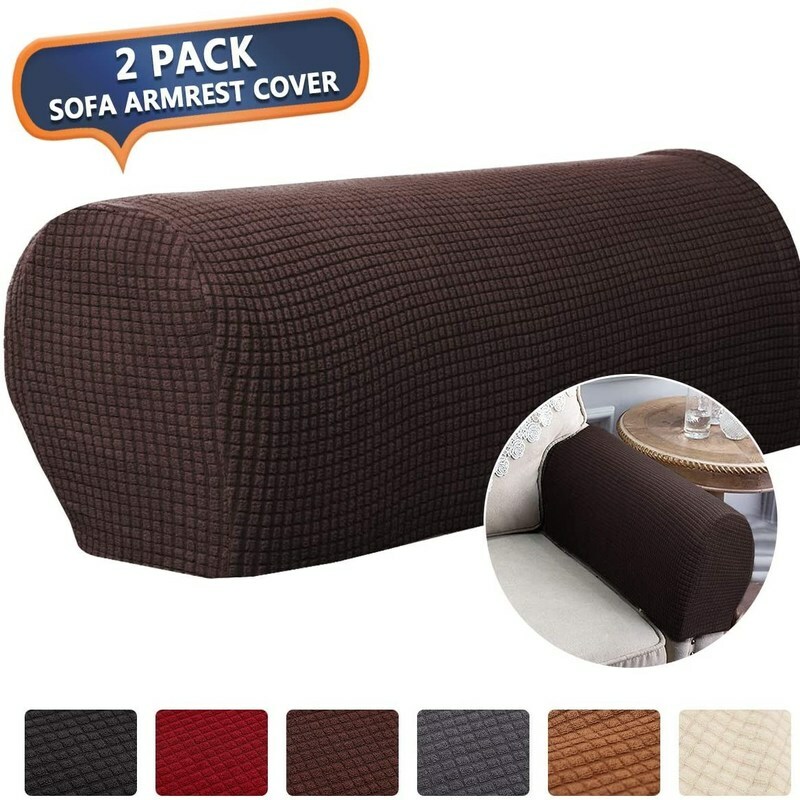 Set of Stretch Armrest Covers Chair Couch Sofa Arm Anti-Slip Protectors  Cover