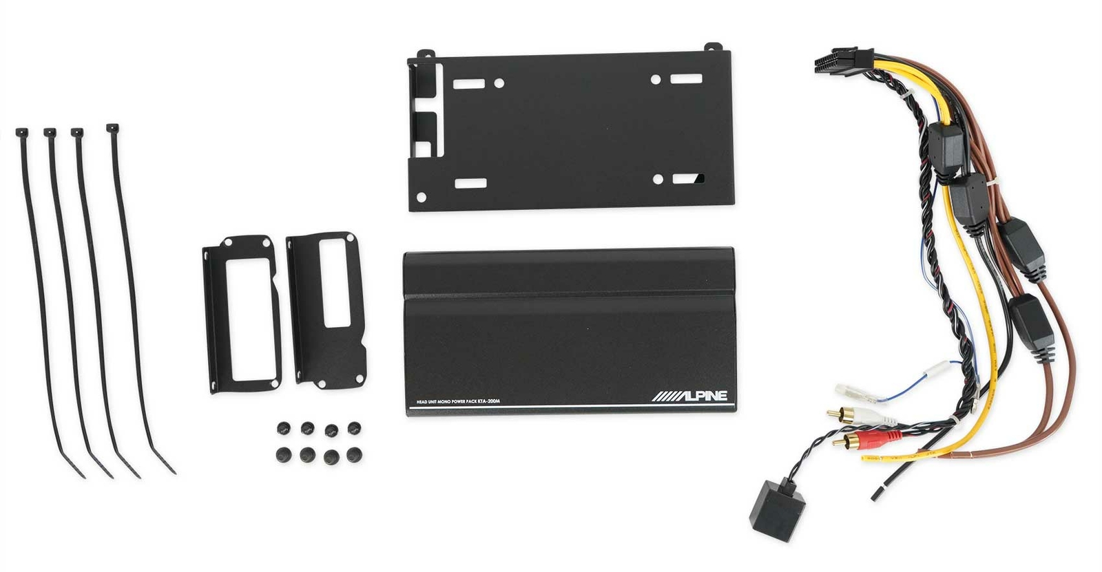 Моноблочный усилитель Alpine KTA-200M мощностью 400 Вт за радиоприемником перчаточным ящиком класса D