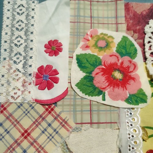 Slow stitch junk journal kit Embroidery Vintage fabric Lace Sewing and Craft #28 - Picture 9 of 10