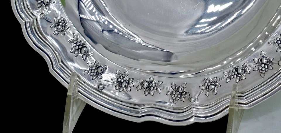 Leon Lapar: Antiguo plato francés Repousse de plata de ley, plato, c1900 Foto 3 de 4