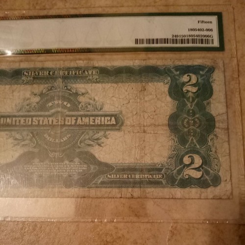 1899 United States $2 Two Dollars SILVER Certificate Paper Money PMG Graded 15 - Picture 6 of 6