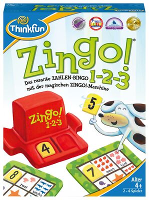 ThinkFun 76352 - Zingo  1-2-3 - Das rasante Zahlen-Bingo ab 4 Jahren