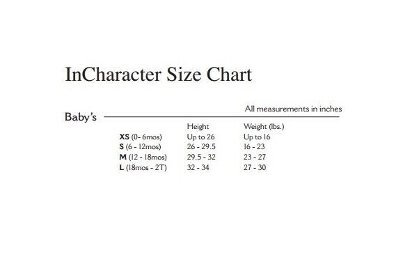 Incharacter Size Chart