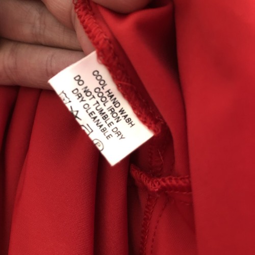 DIGBYS Women Dress Size 5/18 Red 3/4 Sleeve Vneck Panel Midi Stretch faux collar - Picture 15 of 17