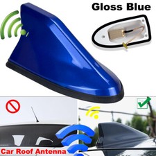 Universal Gloss Blue Car Shark Fin Antenna AM/FM Radio Signal Aerial Roof Kit