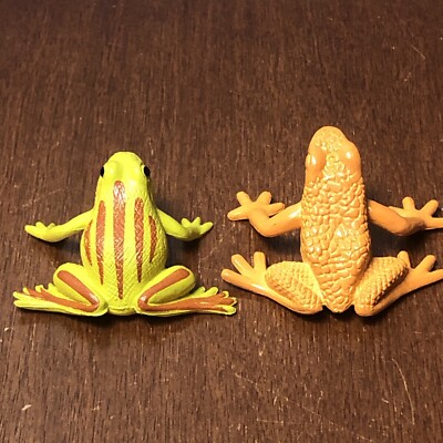 VINTAGE Lot of 2 Plastic PVC Mini Tree Dart Frog Figures - 90s 1