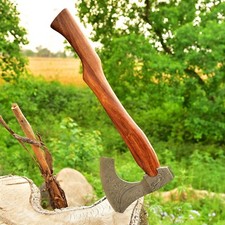 CUSTOM MADE DAMASCUS STEEL VIKING BEARDED CAMPING HATCHET TOMAHAWK AXE