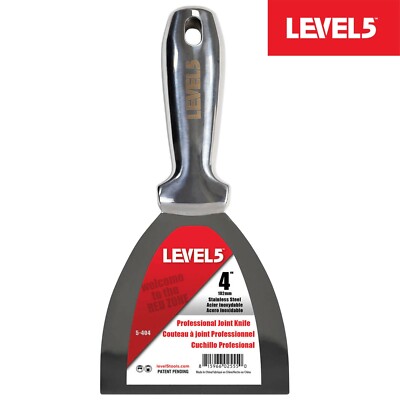 LEVEL5 Spachtel ganz aus Edelstahl 102mm Profi Malerspachtel Trockenbau 5-404